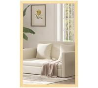 Miroir mural HOMCOM rectangulaire 60 x 40 cm, cadre en bois naturel, idéal pour la salle de bain, salon ou chambre