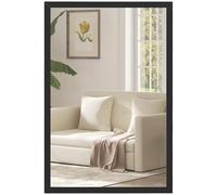 HOMCOM Miroir Mural rectangulaire 60 x 40 cm, Cadre en Bois Noir, idéal pour la Salle de Bain, Salon ou Chambre