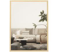 Miroir mural HOMCOM rectangulaire 80 x 60 cm, cadre en bois naturel, idéal pour la salle de bain, salon ou chambre