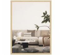 HOMCOM Miroir Mural Rectangulaire 60 x 80 cm, Cadre en Bois Naturel | Idéal pour Salle de Bain, Salon ou Chambre