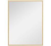 HomCom Miroir mural rectangulaire 90x70 cm cadre bois naturel salle de bain salon chambre