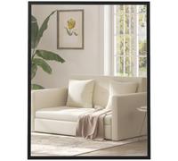 Miroir mural HOMCOM rectangulaire 90 x 70 cm, cadre en bois noir, idéal pour la salle de bain, salon ou chambre