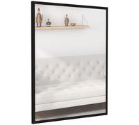 HOMCOM Miroir mural rectangulaire 90 x 70 cm, cadre en bois noir, idéal pour la salle de bain, salon ou chambre