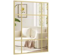 HOMCOM Miroir mural rectangulaire Miroir type fenêtre 70x50 cm avec cadre métallique Miroir décoratif pour salon chambre Doré