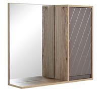 HOMCOM Miroir Mural Salle de Bain avec Étagère et Placard Chêne Clair Gris Aosom France
