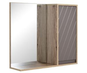HOMCOM Miroir Mural Salle de Bain avec Étagère et Placard Chêne Clair Gris Aosom France