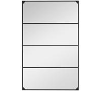 Miroir mural verrière HOMCOM rectangulaire style industriel, horizontal ou vertical avec 4 crochets, en métal noir - 109 x 69 cm