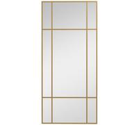 HOMCOM Miroir Mural Verrière Rectangulaire Style Fenêtre 110x50 cm Doré | Horizontal ou Vertical, 4 Crochets, Métal
