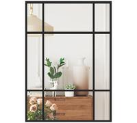 HOMCOM Miroir Mural Verrière Rectangulaire Style Fenêtre 50x70 cm Noir | Horizontal Ou Vertical, 4 Crochets, En Métal