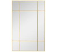Miroir mural HOMCOM verrière rectangulaire style fenêtre, horizontal ou vertical avec 4 crochets, en métal doré - 90x60 cm