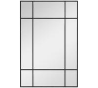 HOMCOM Miroir Mural verrière rectangulaire Style fenêtre, Horizontal ou Vertical avec 4 Crochets, en métal Noir - 90x60 cm