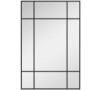 HOMCOM Miroir Mural verrière rectangulaire Style fenêtre, Horizontal ou Vertical avec 4 Crochets, en métal Noir - 90x60 cm