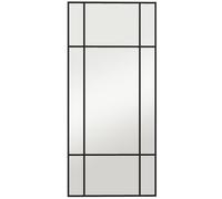 HOMCOM Miroir mural verrière rectangulaire style fenêtre, horizontal ou vertical avec 4 crochets, en métal noir - 110x50 cm
