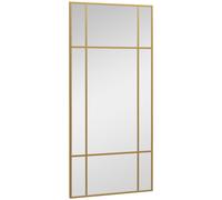 HOMCOM Miroir mural verrière rectangulaire style fenêtre, horizontal ou vertical avec 4 crochets, en métal doré - 110x50 cm