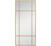 HOMCOM Miroir mural verrière rectangulaire style fenêtre, horizontal ou vertical avec 4 crochets, en métal doré - 110x50 cm