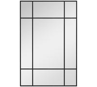 HOMCOM Miroir mural verrière rectangulaire style fenêtre, horizontal ou vertical avec 4 crochets, en métal noir - 90x60 cm