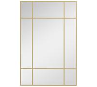 HOMCOM Miroir mural verrière rectangulaire style fenêtre, horizontal ou vertical avec 4 crochets, en métal doré - 90x60 cm