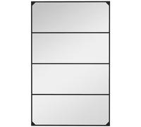 Miroir mural verrière HOMCOM rectangulaire style industriel, horizontal ou vertical avec 4 crochets, en métal noir - 109 x 69 cm