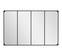 HOMCOM Miroir mural verrière rectangulaire style industriel, horizontal ou vertical avec 4 crochets, en métal noir 109 x 69 cm