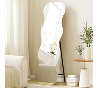 HOMCOM Miroir ondulé pleine longueur debout 160x50 cm Noir