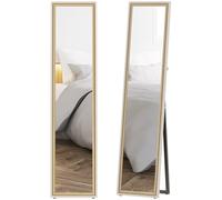 HOMCOM Miroir Pleine Longueur au Sol 157x37 cm Blanc et Naturel Clair