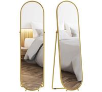 HOMCOM Miroir pleine longueur avec support cadre ovale métal 180x50cm Or | Miroir mural, miroir sur pied, salon, chambre
