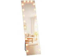 HOMCOM Miroir pleine longueur LED RGB 150x40cm interrupteur tactile | 21 ampoules, 7 couleurs, miroir mural Hollywood, fonction mémoire, inclinable, chambre, salon