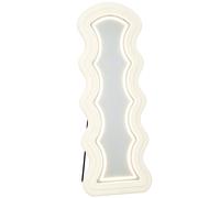 HOMCOM Miroir Pleine Longueur Ondulé 160 x 60 cm, LED 3 Couleurs, Cadre Effet Velours, Verre Trempé HD, Crème