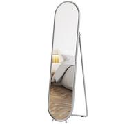 HOMCOM Miroir Pleine Longueur sur Pied avec Support Pliable, Verre et Métal, 40x4x160 cm, Argent