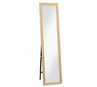 Miroir sur pied - HOMCOM - rectangulaire mural ou à poser avec cadre en bois chambre - bois - 37x157cm - naturel