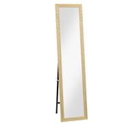 Miroir sur pied - HOMCOM - rectangulaire mural ou à poser avec cadre en bois chambre - bois - 37x157cm - naturel