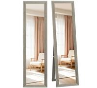 HOMCOM Miroir Rectangulaire sur Pied Cadre en Bois 37x157cm Gris