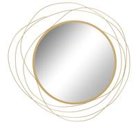 HOMCOM Miroir Rond en Métal Filaire Doré, Décoration Murale Ø65 cm | Style Moderne