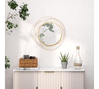 HOMCOM Miroir Rond en Métal Filaire Doré, Décoration Murale Ø65 cm | Style Moderne