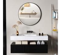 Miroir mural rond dia. 70 cm cadre métal noir Noir G