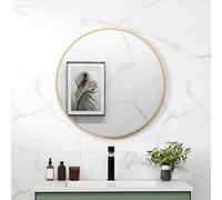 HOMCOM Miroir Rond, Miroir Salle de Bain, diamètre 70 cm, Cadre en métal, Miroir Mural, Facile à Installer, pour Chambre, Salon, entrée, Or