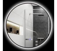 HomCom Miroir de salle de bain rond – rétro-éclairé LED anti-buée – noir