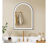 Miroir salle de bain avec éclairage - HOMCOM - anti-buée, 3 couleurs lumière, dimmable, mémoire - verre trempé - 50 x 70 cm - noir