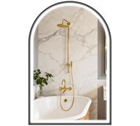 HOMCOM Miroir Salle de Bain avec Éclairage 60 x 90 cm Anti-Buée IP44 Noir | Miroir LED Mural Arqué, 3 Couleurs Lumière, Dimmable, Mémoire, Rétroéclairé et Frontal, Verre Trempé, Interrupteur Tactile