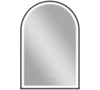 HOMCOM Miroir Salle de Bain avec Éclairage 60 x 90 cm, Miroir LED Arqué, Anti-Buée, 3 Couleurs Lumière, Dimmable, Mémoire, Noir