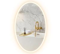 HOMCOM Miroir salle de bain avec éclairage 80 x 50 cm, miroir LED ovale, anti-buée, 3 couleurs lumière, dimmable, transparent
