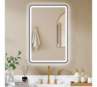 HOMCOM Miroir Salle de Bain avec Éclairage 90 x 60 cm Anti-Buée Noir