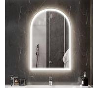HomCom Miroir salle de bain 90x60 cm – LED 3 couleurs, anti-buée, tactile, cadre aluminium doré