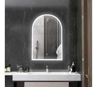 HOMCOM Miroir Salle de Bain avec Éclairage LED 90 x 60 cm Anti-Buée Noir | Miroir Mural Arqué, Lumière Réglable 3 Couleurs, Mémoire, Interrupteur Tactile, Cadre en Aluminium
