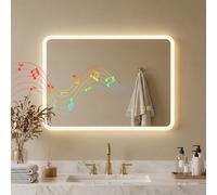 Miroir salle de bain - HOMCOM - LED - bluetooth - 50 x 70 cm - lumière réglable 3 couleurs, anti-buée, mémoire - argent