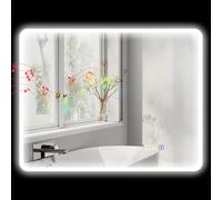 HOMCOM Miroir Salle de Bain Bluetooth 70 x 90 cm, Miroir Lumineux Salle de Bain Mural avec éclairage LED, Interrupteur Tactile, lumière réglable 3 Couleurs, Anti-buée, mémoire - Argent