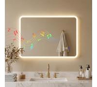HOMCOM Miroir Salle de Bain Bluetooth avec Éclairage LED 50 x 70 cm Argent | Miroir Lumineux Salle de Bain Mural, Interrupteur Tactile, Lumière Réglable 3 Couleurs, Anti-Buée, Mémoire