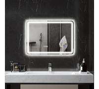 Miroir salle de bain HOMCOM - Bluetooth - éclairage LED - horloge, antibuée, mémoire - verre trempé - 50 x 70 cm - argenté