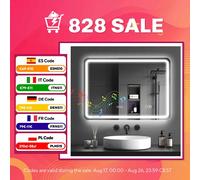 Miroir salle de bain HOMCOM - Bluetooth - éclairage LED - horloge, antibuée, mémoire - verre trempé - 50 x 70 cm - argenté