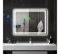 HOMCOM Miroir Salle de Bain Bluetooth avec Éclairage LED 60 x 80 cm Argent | Miroir Lumineux Salle de Bain Mural, Interrupteur Tactile, Lumière Réglable 3 Couleurs, Anti-Buée, Mémoire